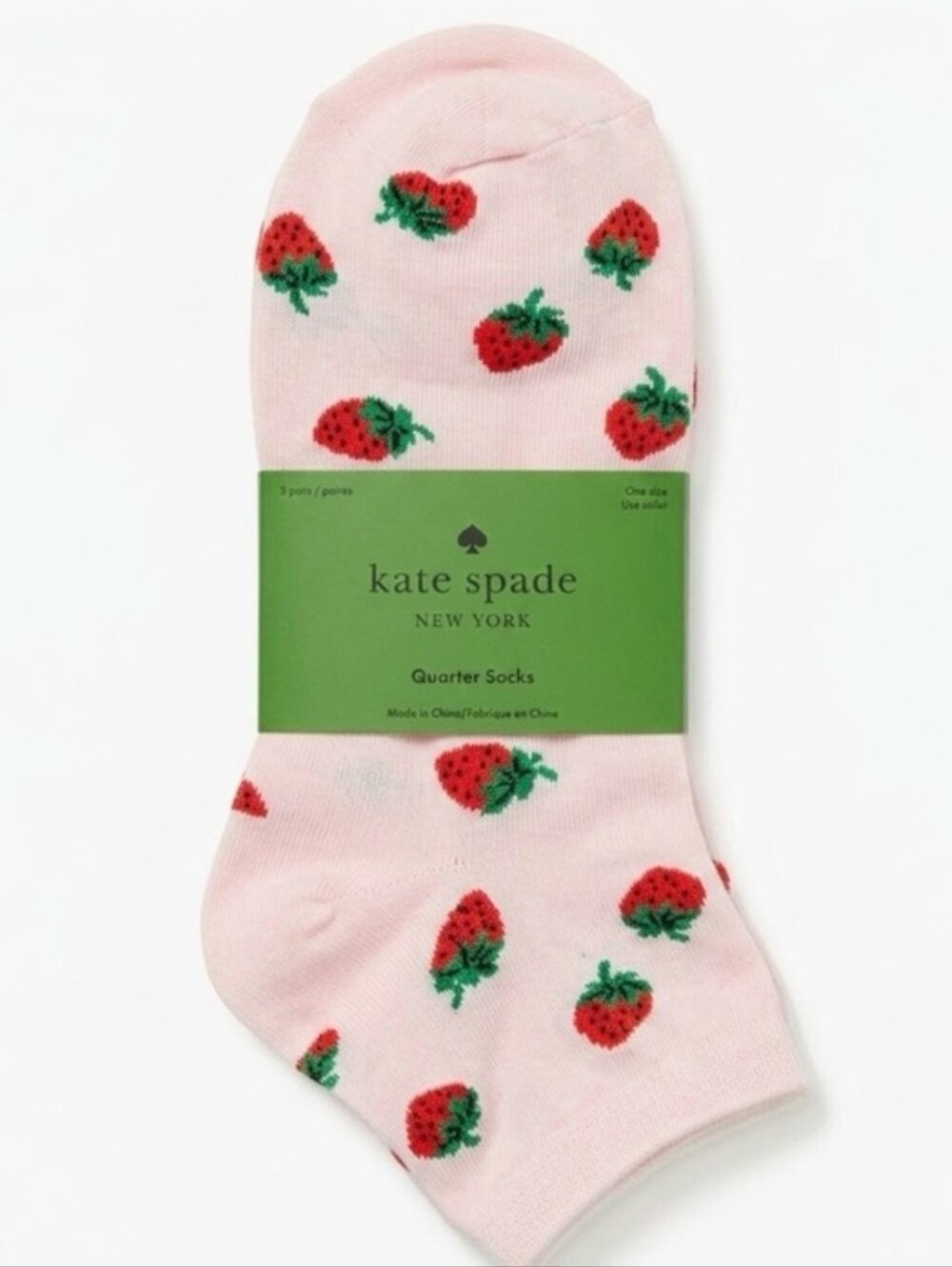 NWT kate spade 3 Pack Ankle Socks Pink Strawberry, Red, And White